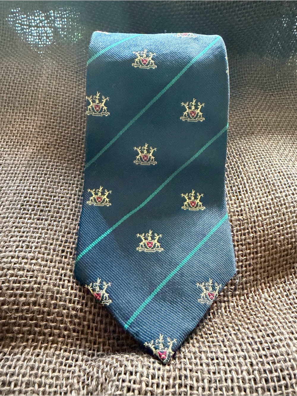 Classic Ben Silver Navy Crest Stripe Men's Tie